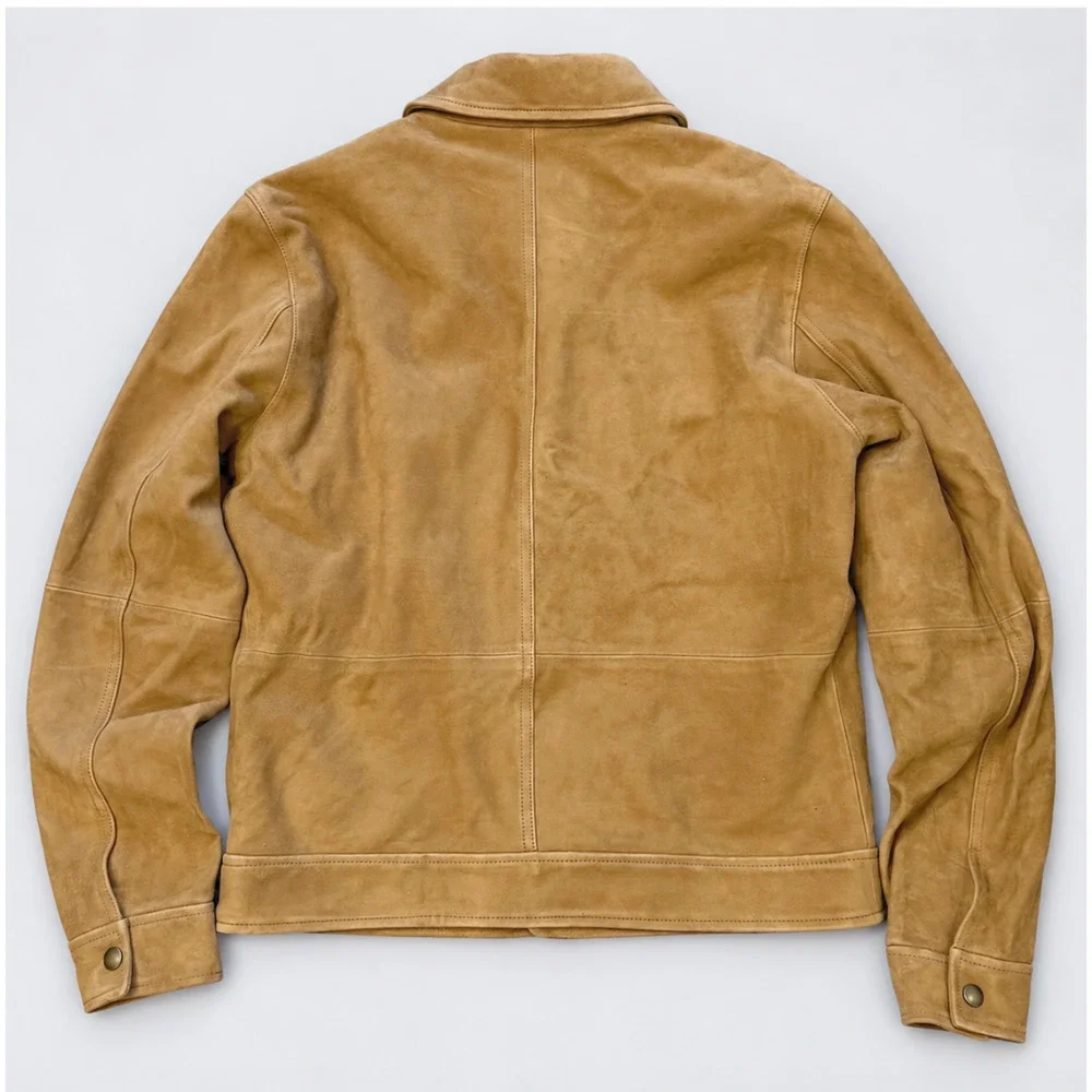NEW BANANA REPUBLIC $550 LIGHT TAN SUEDE LEATHER TRUCKER JACKET SZ S